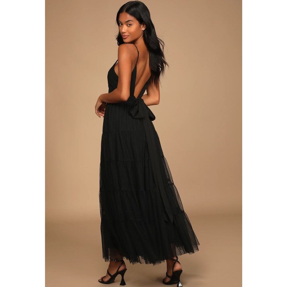 NWT Lulus‎ Made to Be Magical Maxi Dress XL Black Dotted Tulle Witchy Whimsygoth